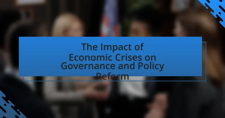 The Impact of Economic Crises on Governance and Policy Reform