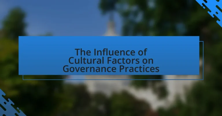 The Influence of Cultural Factors on Governance Practices