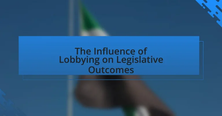 The Influence of Lobbying on Legislative Outcomes