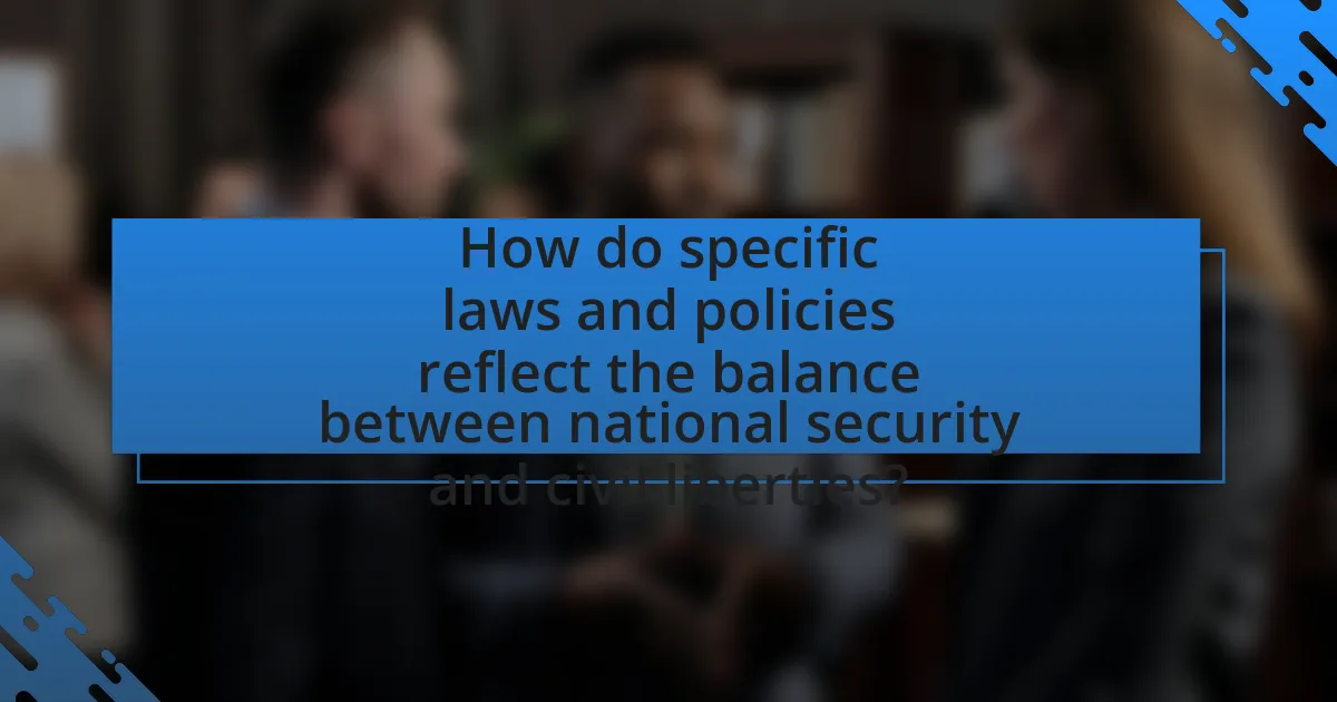 How do specific laws and policies reflect the balance between national security and civil liberties?