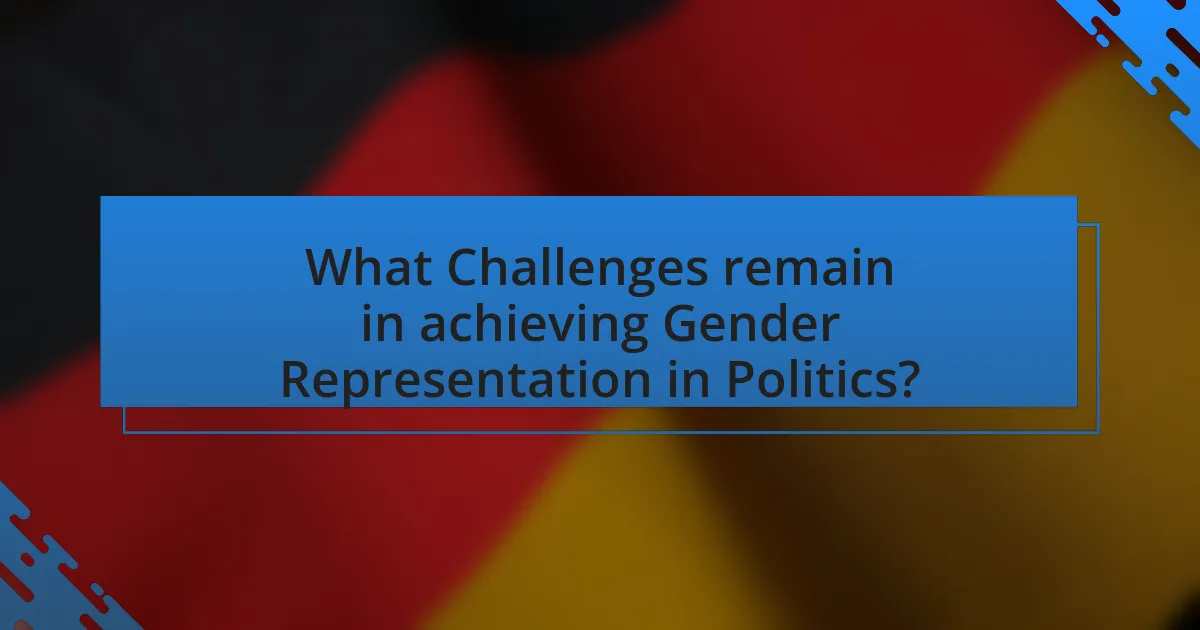 What Challenges remain in achieving Gender Representation in Politics?