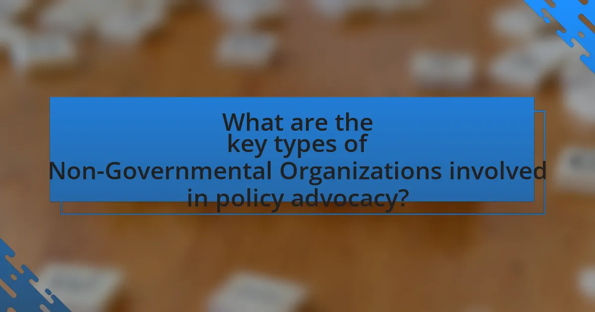 What are the key types of Non-Governmental Organizations involved in policy advocacy?
