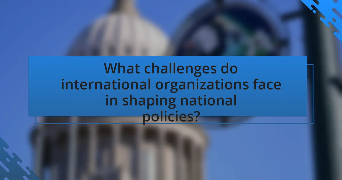 What challenges do international organizations face in shaping national policies?