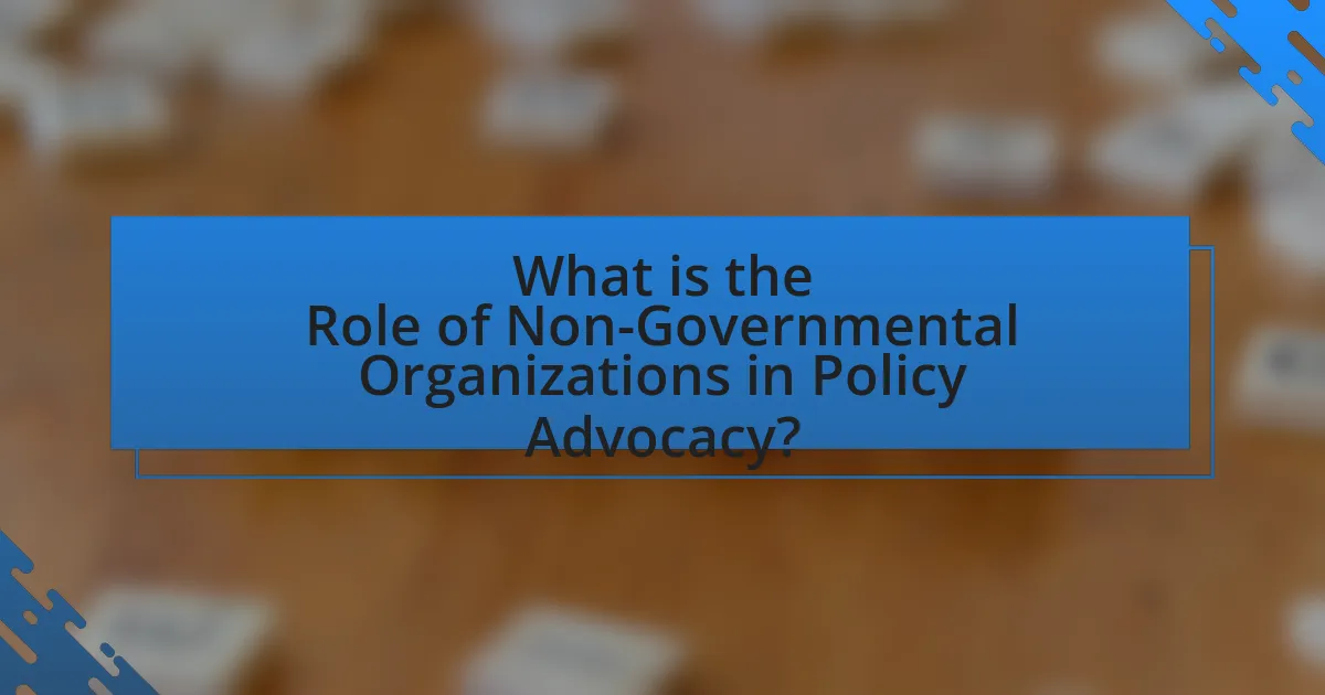 What is the Role of Non-Governmental Organizations in Policy Advocacy?